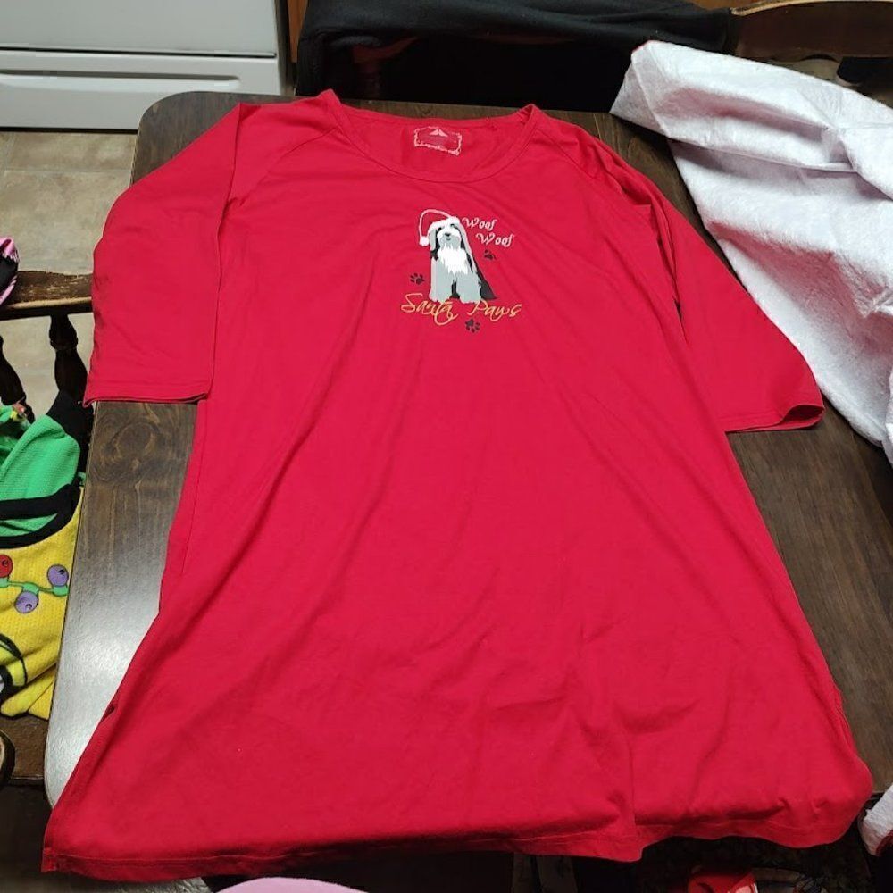 New Goodnight Kiss Red Woof Woof Santa Paws Nightgown Size Women's 1X